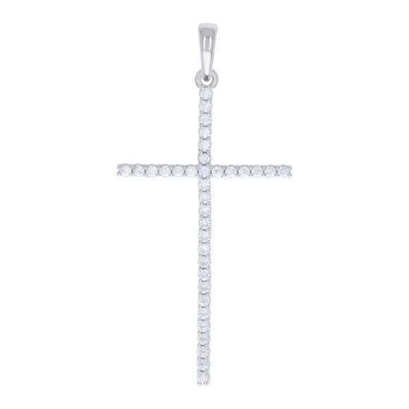 925 Sterling Silver Mens 1.10ct Moissanite Cross Religious Charm Pendant